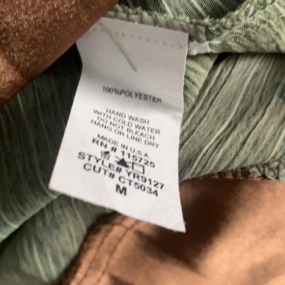 NWOT Code Vintage Green Print Pattern Elbow Length Sleeve Dress - Picture 4 of 4